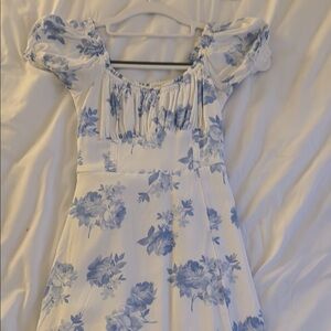 Floral Blue and White Dress